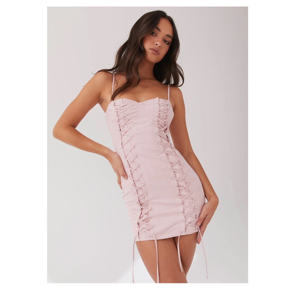 Peppermayo Christina Lace Up Mini Dress